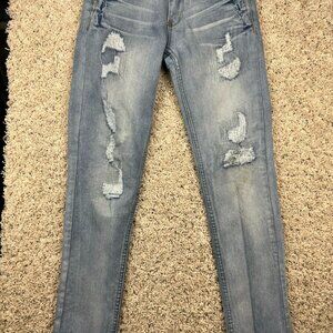 Luxury Blues Jeans Womens Size 1 Blue Skinny Pants Jeans Distressed Stretch
